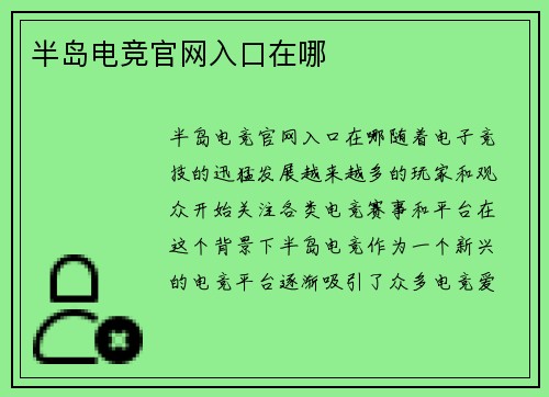 半岛电竞官网入口在哪